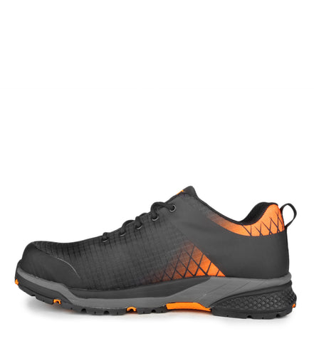Trainer, Black & Orange | Athletic Metal Free Lightweight Work Shoes